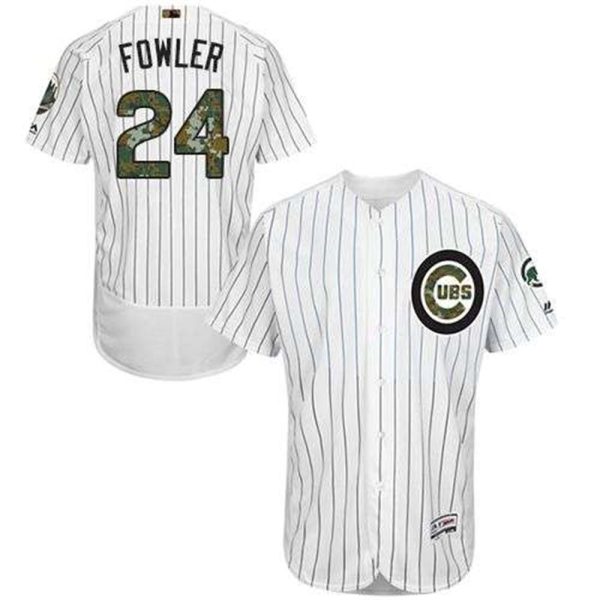Cubs 24 Dexter Fowler WhiteBlue Strip Flexbase Authentic Collection 2016 Memorial Day Stitched MLB Jersey
