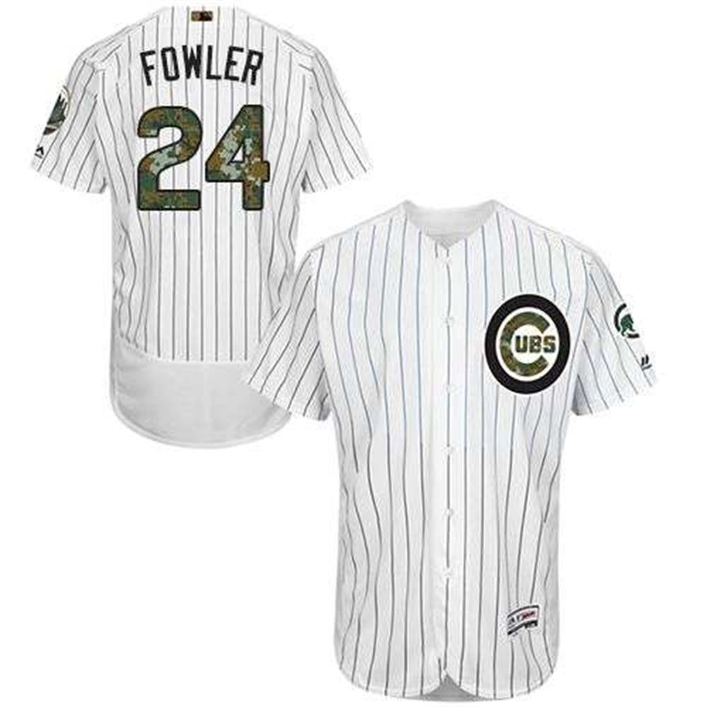 Cubs #24 Dexter Fowler White(Blue Strip) Flexbase Authentic Collection 2016 Memorial Day Stitched MLB Jersey