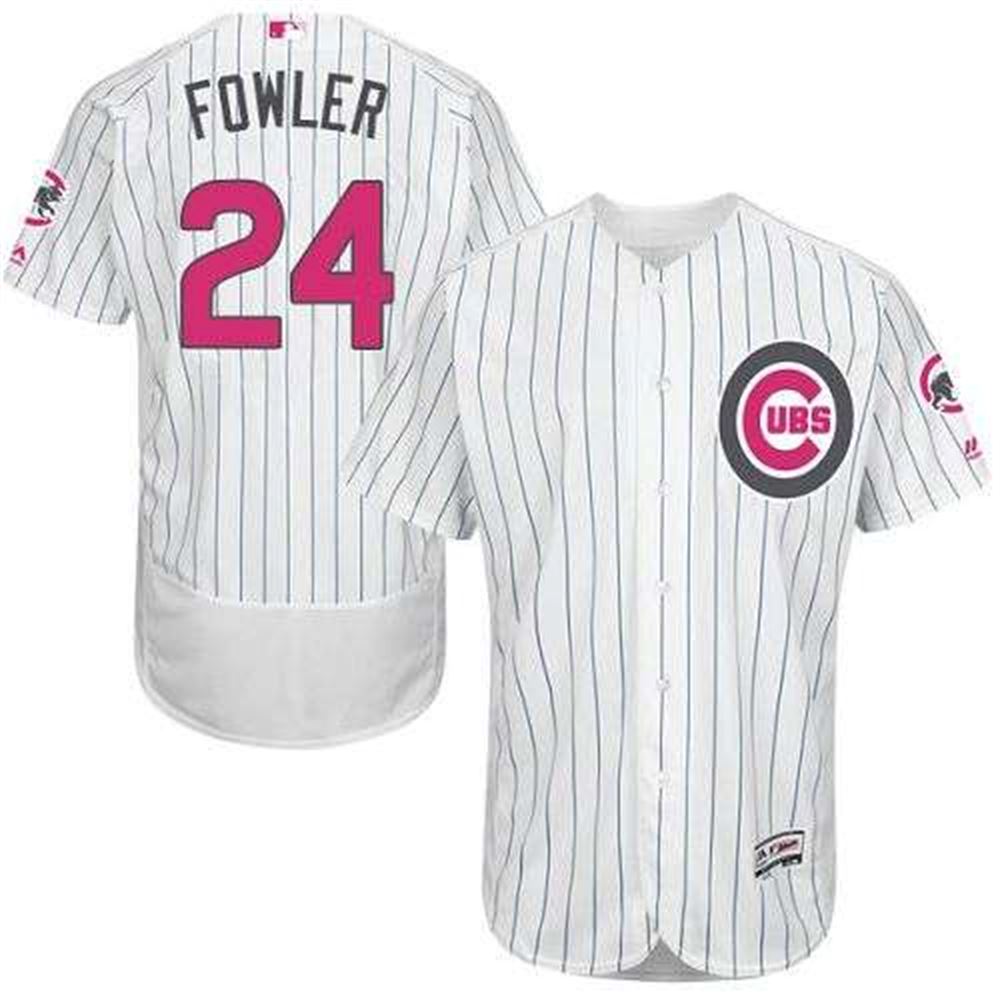 Cubs #24 Dexter Fowler White(Blue Strip) Flexbase Authentic Collection 2016 Mother's Day Stitched MLB Jersey