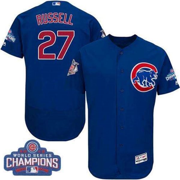 Cubs 27 Addison Russell Blue Flexbase Authentic Collection 2016 World Series Champions Stitched MLB Jersey