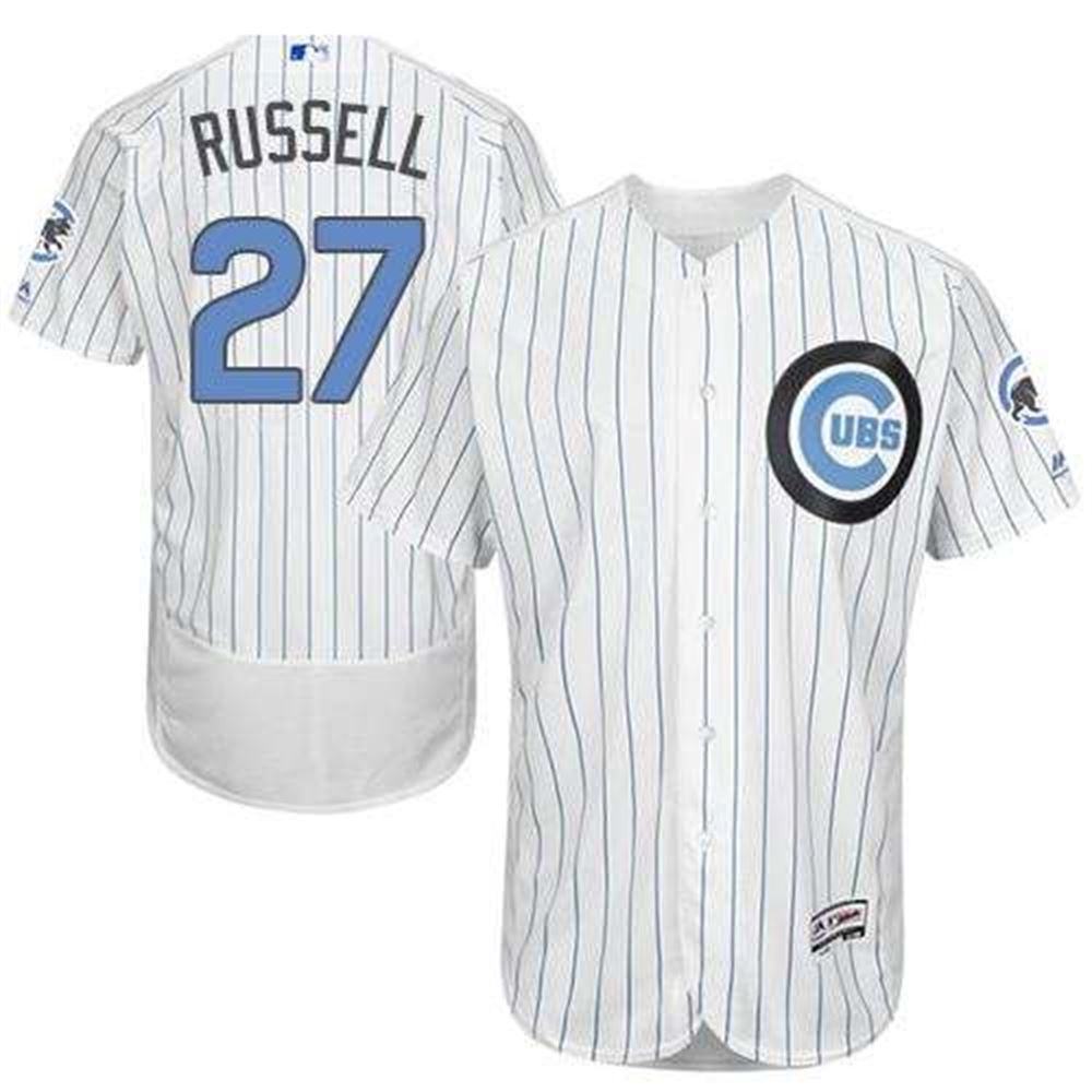 Cubs #27 Addison Russell White(Blue Strip) Flexbase Authentic Collection 2016 Father's Day Stitched MLB Jersey