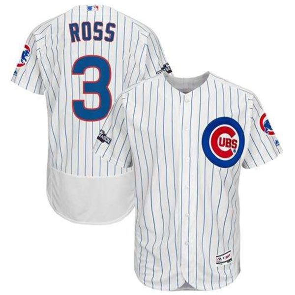 Cubs 3 David Ross WhiteBlue Strip Flexbase Authentic Collection Stitched MLB Jersey