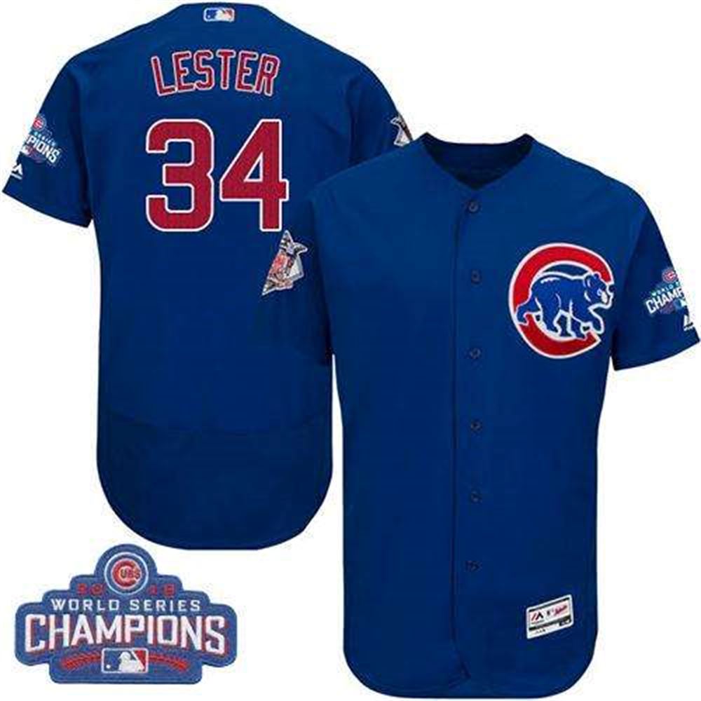 Cubs #34 Jon Lester Blue Flexbase Authentic Collection 2016 World Series Champions Stitched MLB Jersey