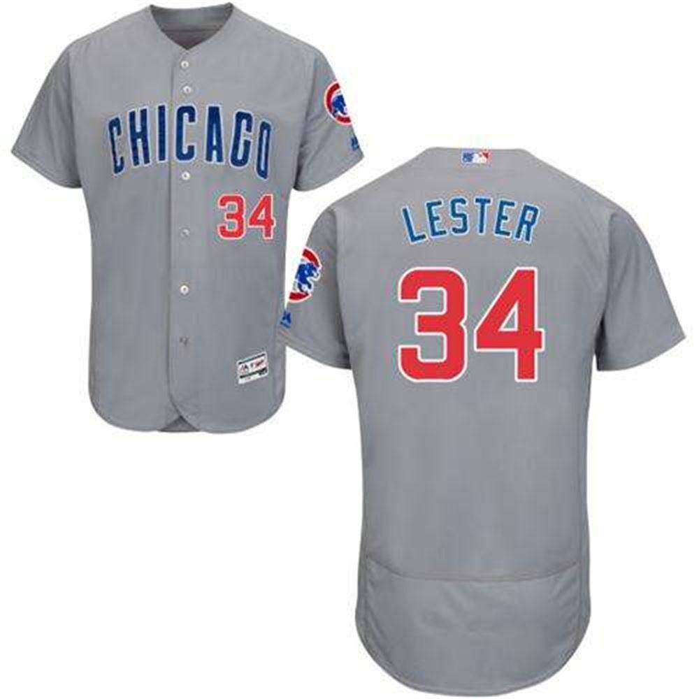 Cubs #34 Jon Lester Grey Flexbase Authentic Collection Road Stitched MLB Jersey