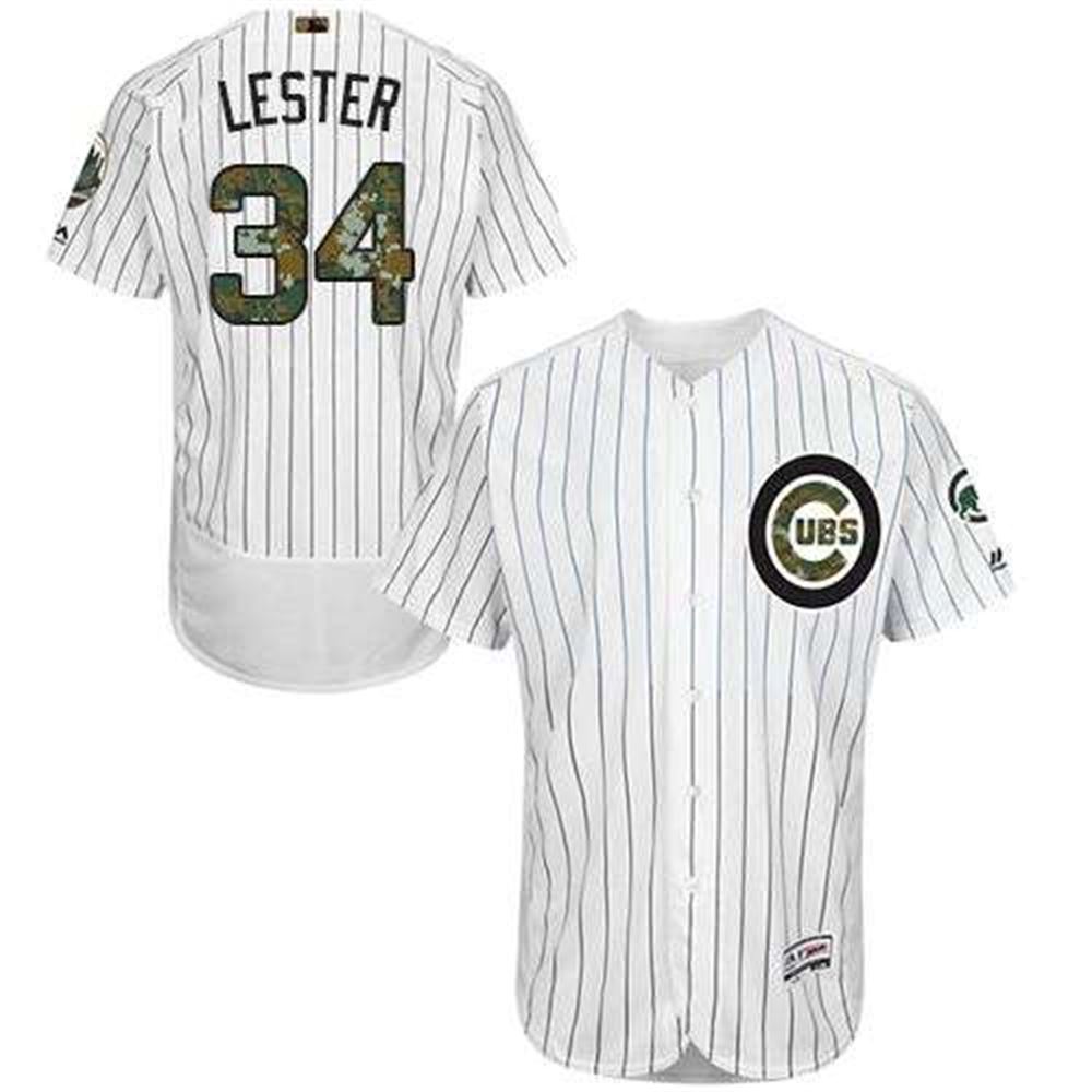 Cubs #34 Jon Lester White(Blue Strip) Flexbase Authentic Collection 2016 Memorial Day Stitched MLB Jersey