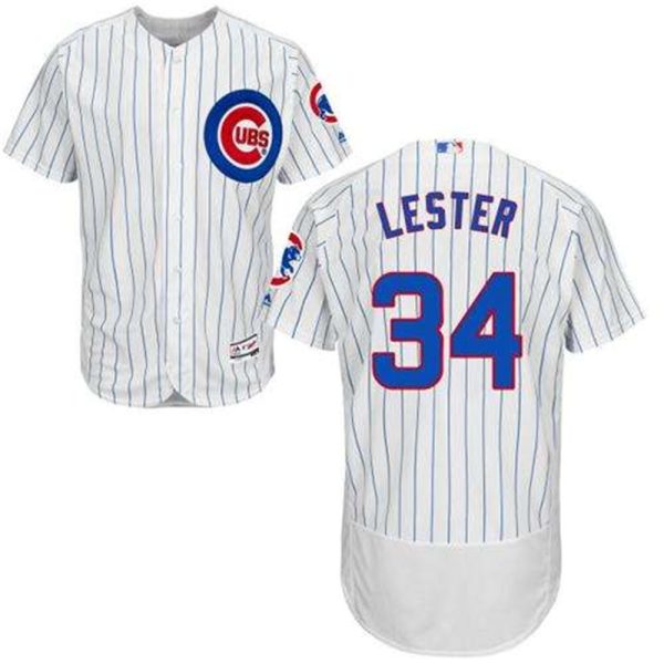Cubs 34 Jon Lester WhiteBlue Strip Flexbase Authentic Collection Stitched MLB Jersey