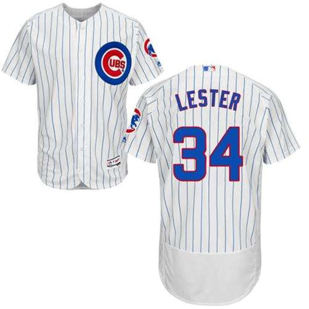 Cubs #34 Jon Lester White(Blue Strip) Flexbase Authentic Collection Stitched MLB Jersey
