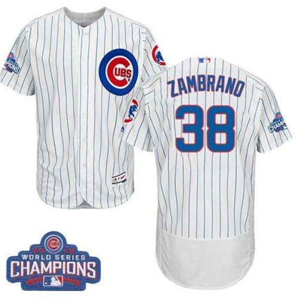 Cubs 38 Carlos Zambrano White Flexbase Authentic Collection 2016 World Series Champions Stitched MLB Jersey