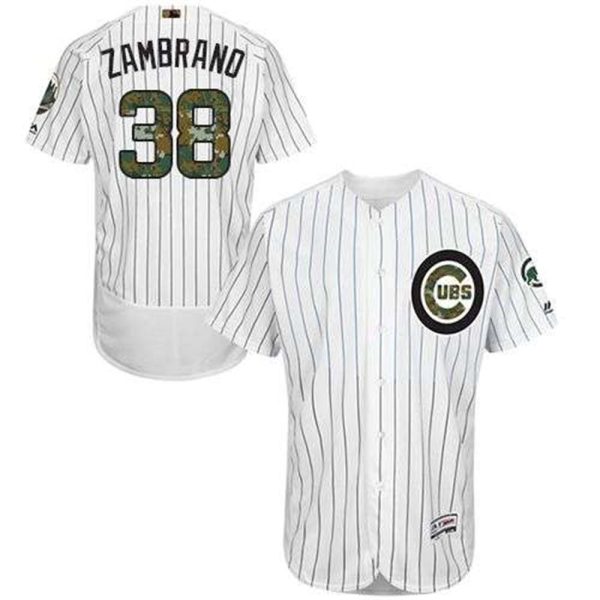 Cubs 38 Carlos Zambrano WhiteBlue Strip Flexbase Authentic Collection 2016 Memorial Day Stitched MLB Jersey