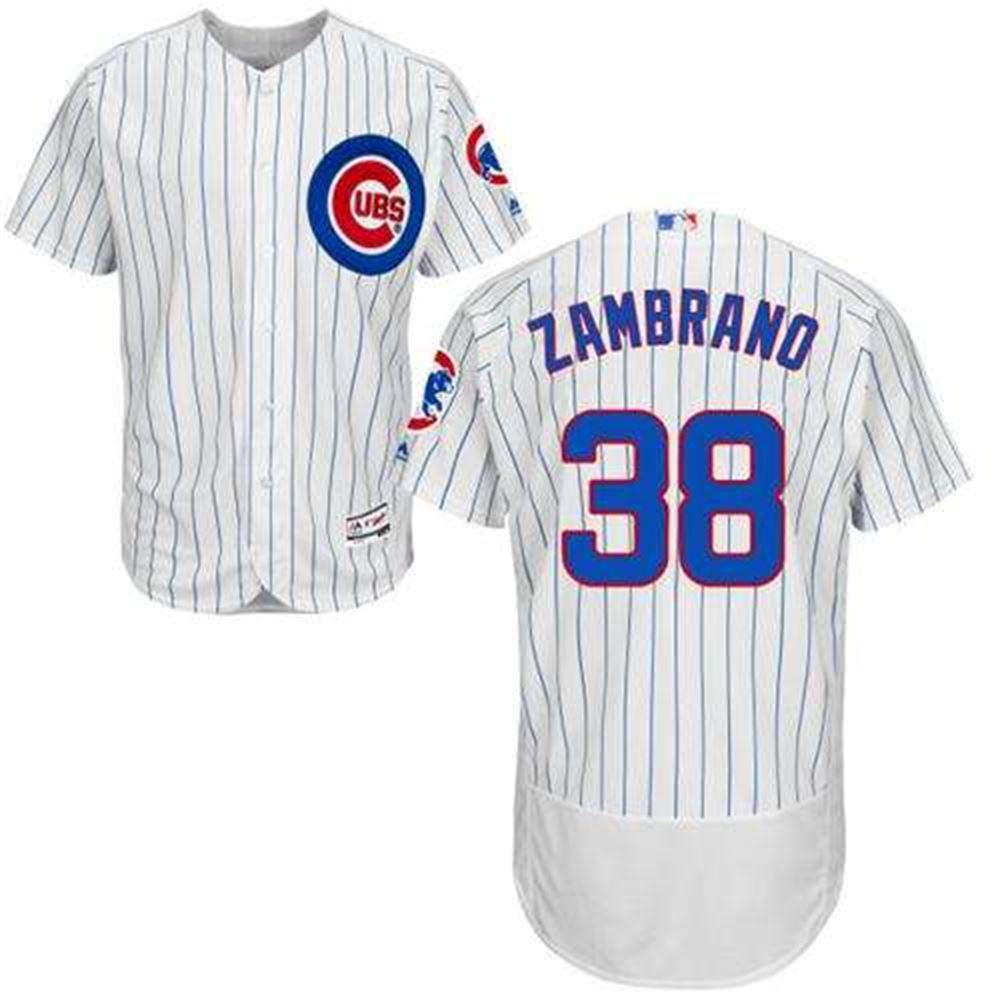 Cubs #38 Carlos Zambrano White(Blue Strip) Flexbase Authentic Collection Stitched MLB Jersey