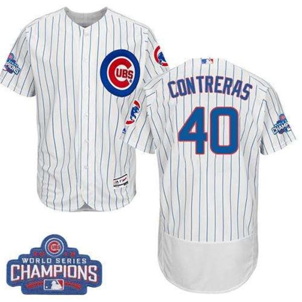 Cubs 40 Willson Contreras White Flexbase Authentic Collection 2016 World Series Champions Stitched MLB Jersey