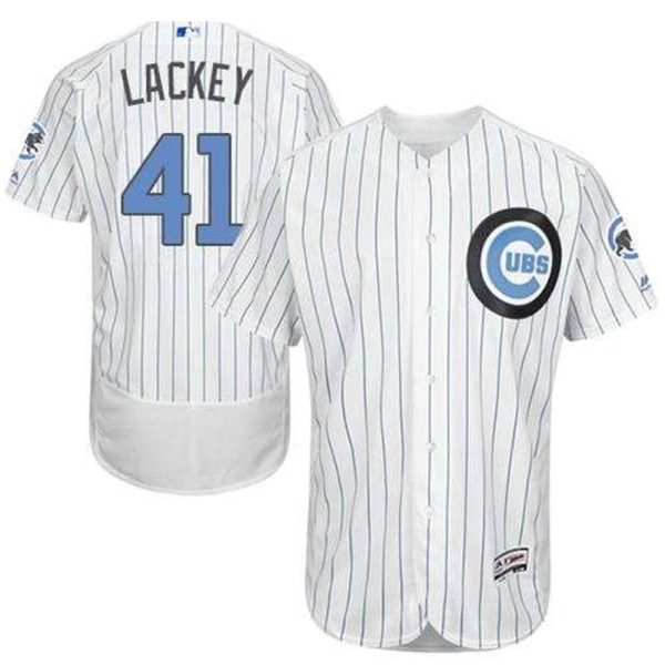 Cubs 41 John Lackey WhiteBlue Strip Flexbase Authentic Collection 2016 Fathers Day Stitched MLB Jersey