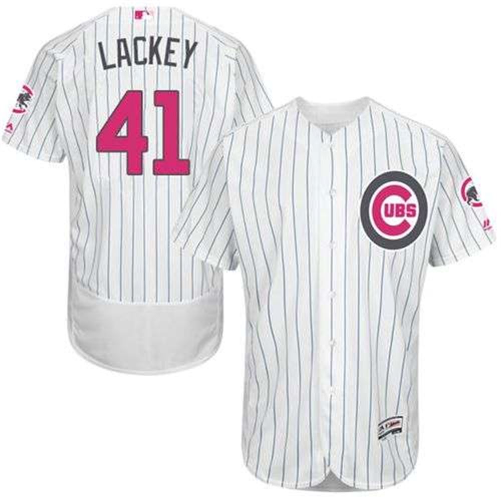 Cubs #41 John Lackey White(Blue Strip) Flexbase Authentic Collection 2016 Mother's Day Stitched MLB Jersey