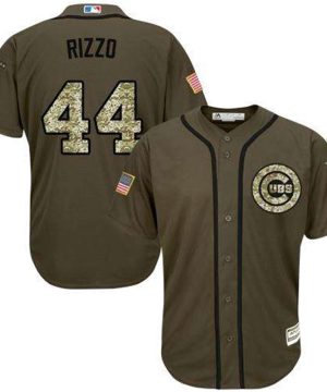 Cubs 44 Anthony Rizzo Green Salute To Service Stitched MLB Jersey