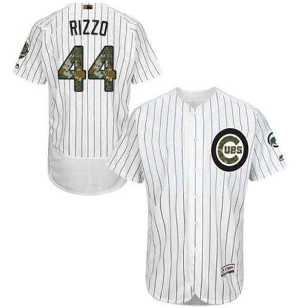 Cubs 44 Anthony Rizzo WhiteBlue Strip Flexbase Authentic Collection 2016 Memorial Day Stitched MLB Jersey