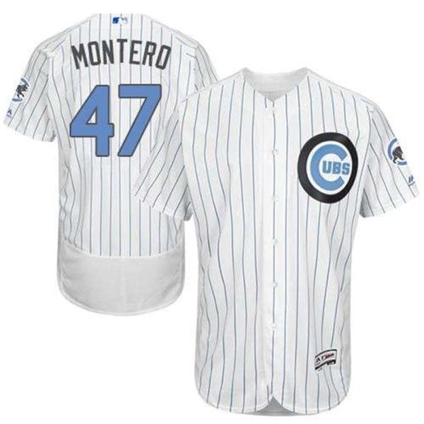 Cubs 47 Miguel Montero WhiteBlue Strip Flexbase Authentic Collection 2016 Fathers Day Stitched MLB Jersey