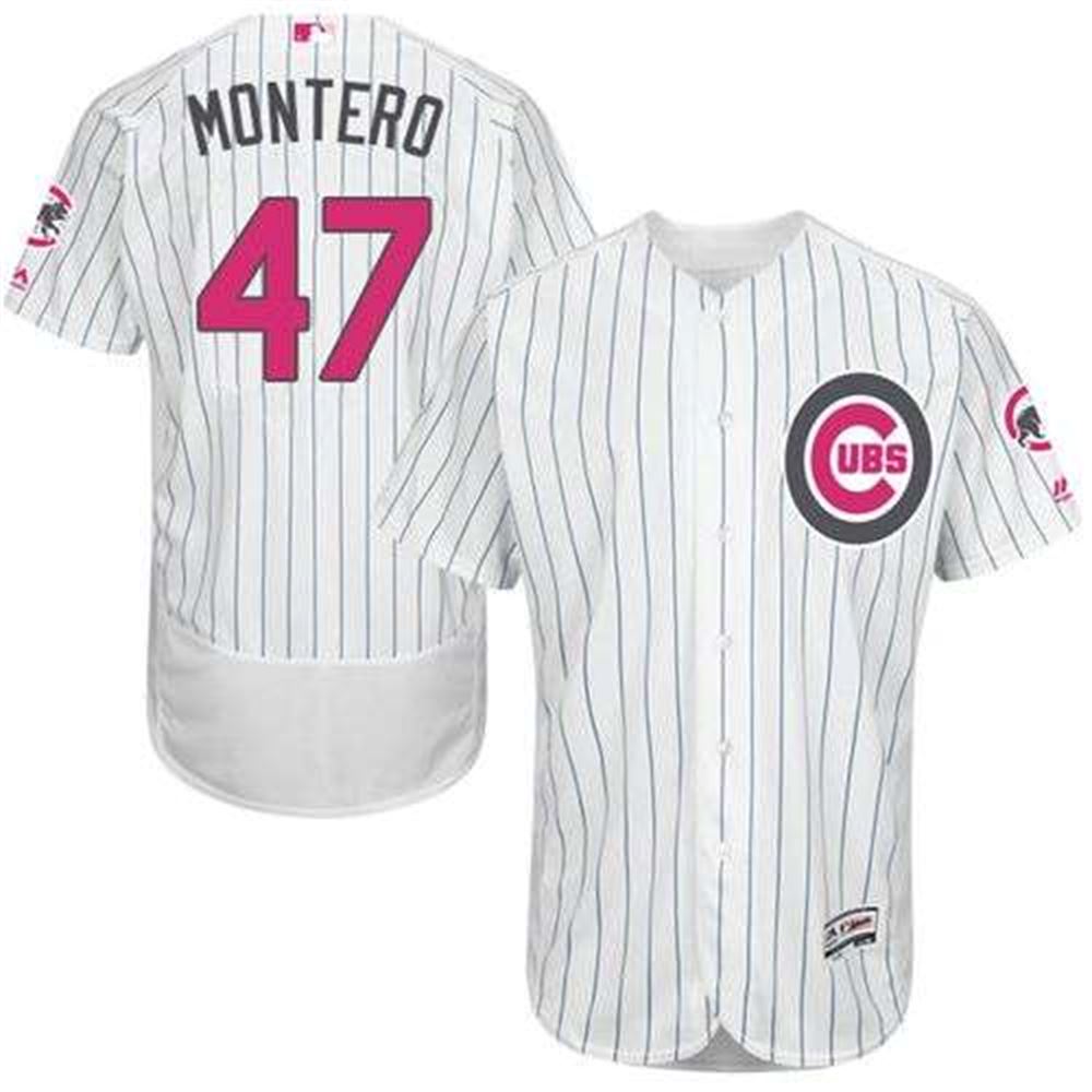 Cubs #47 Miguel Montero White(Blue Strip) Flexbase Authentic Collection 2016 Mother's Day Stitched MLB Jersey