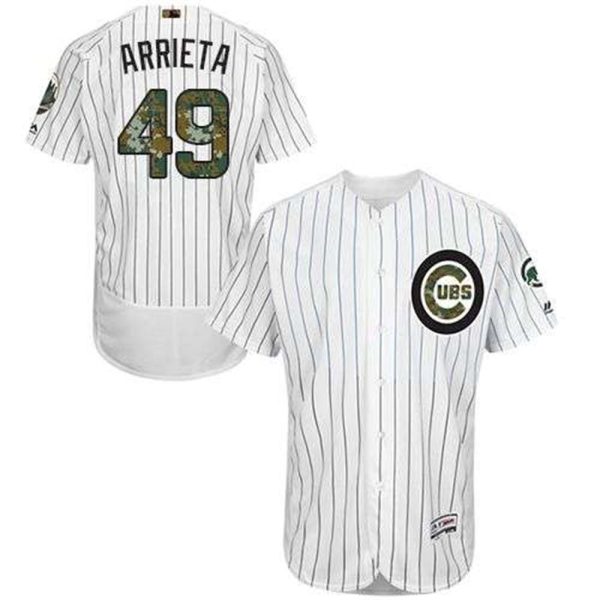 Cubs 49 Jake Arrieta WhiteBlue Strip Flexbase Authentic Collection 2016 Memorial Day Stitched MLB Jersey