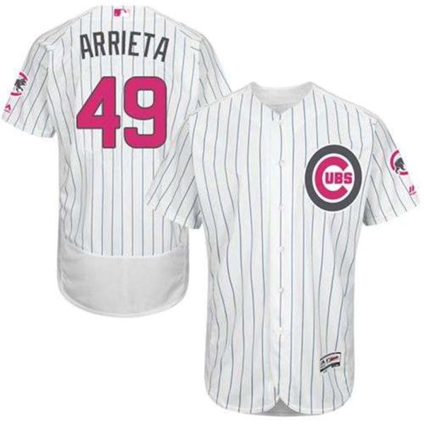 Cubs 49 Jake Arrieta WhiteBlue Strip Flexbase Authentic Collection 2016 Mothers Day Stitched MLB Jersey