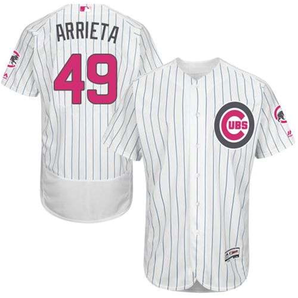 Cubs #49 Jake Arrieta White(Blue Strip) Flexbase Authentic Collection 2016 Mother's Day Stitched MLB Jersey