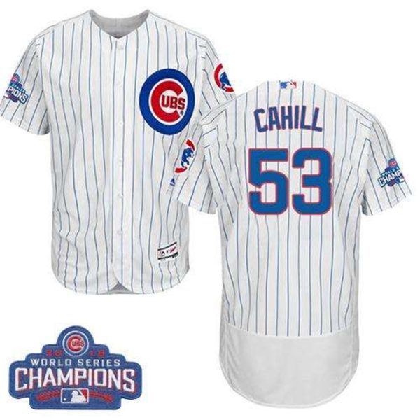 Cubs 53 Trevor Cahill White Flexbase Authentic Collection 2016 World Series Champions Stitched MLB Jersey