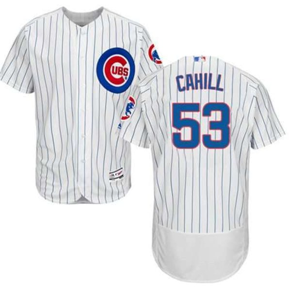 Cubs 53 Trevor Cahill White Flexbase Authentic Collection Stitched MLB Jersey