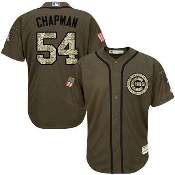Cubs 54 Aroldis Chapman Green Salute To Service Stitched MLB Jersey