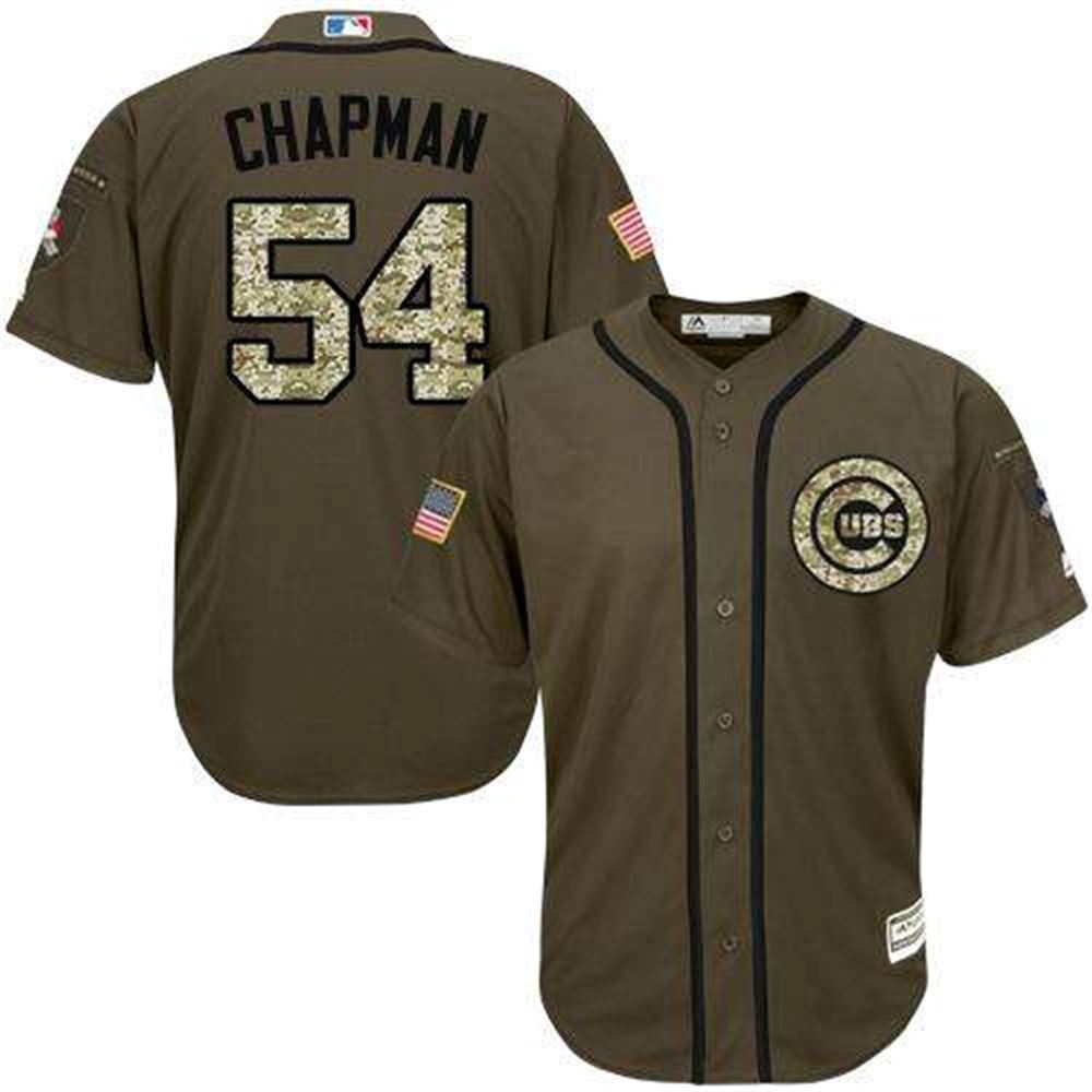 Cubs #54 Aroldis Chapman Green Salute To Service Stitched MLB Jersey