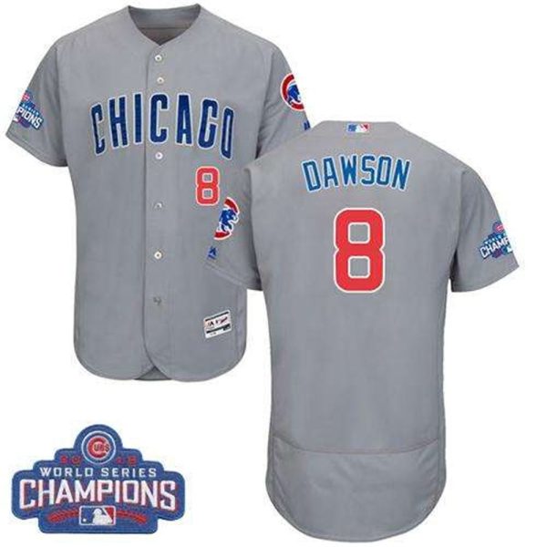 Cubs 8 Andre Dawson Grey Flexbase Authentic Collection Road 2016 World Series Champions Stitched MLB Jersey