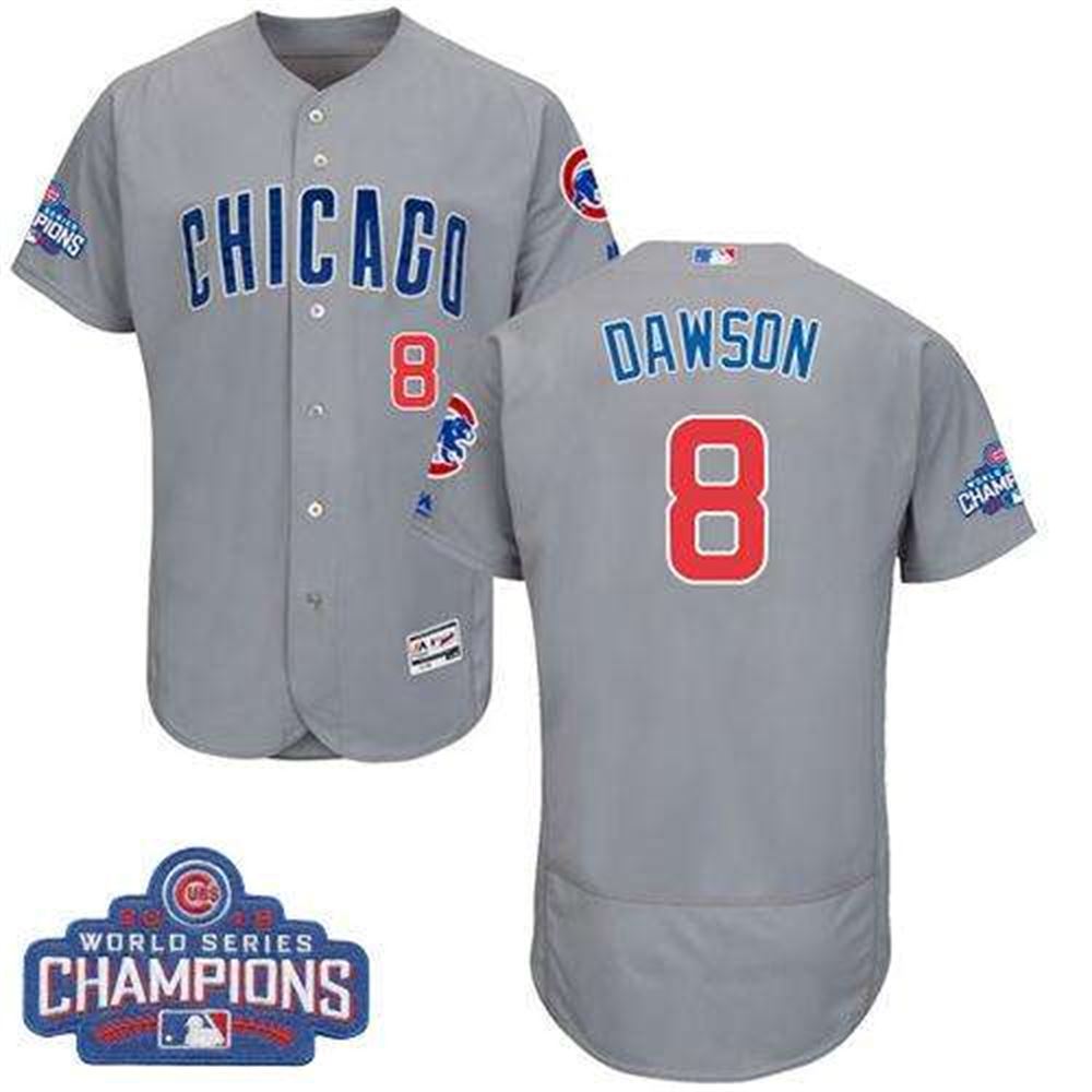 Cubs #8 Andre Dawson Grey Flexbase Authentic Collection Road 2016 World Series Champions Stitched MLB Jersey