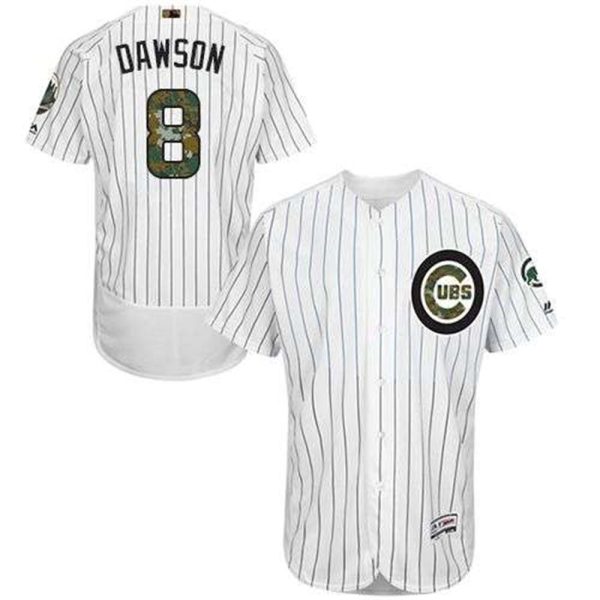 Cubs 8 Andre Dawson WhiteBlue Strip Flexbase Authentic Collection 2016 Memorial Day Stitched MLB Jersey