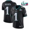 Philadelphia Eagles 1 Jalen Hurts Black Super Bowl LVII Patch And 2 Star C Patch Vapor Untouchable Limited Stitched Jersey