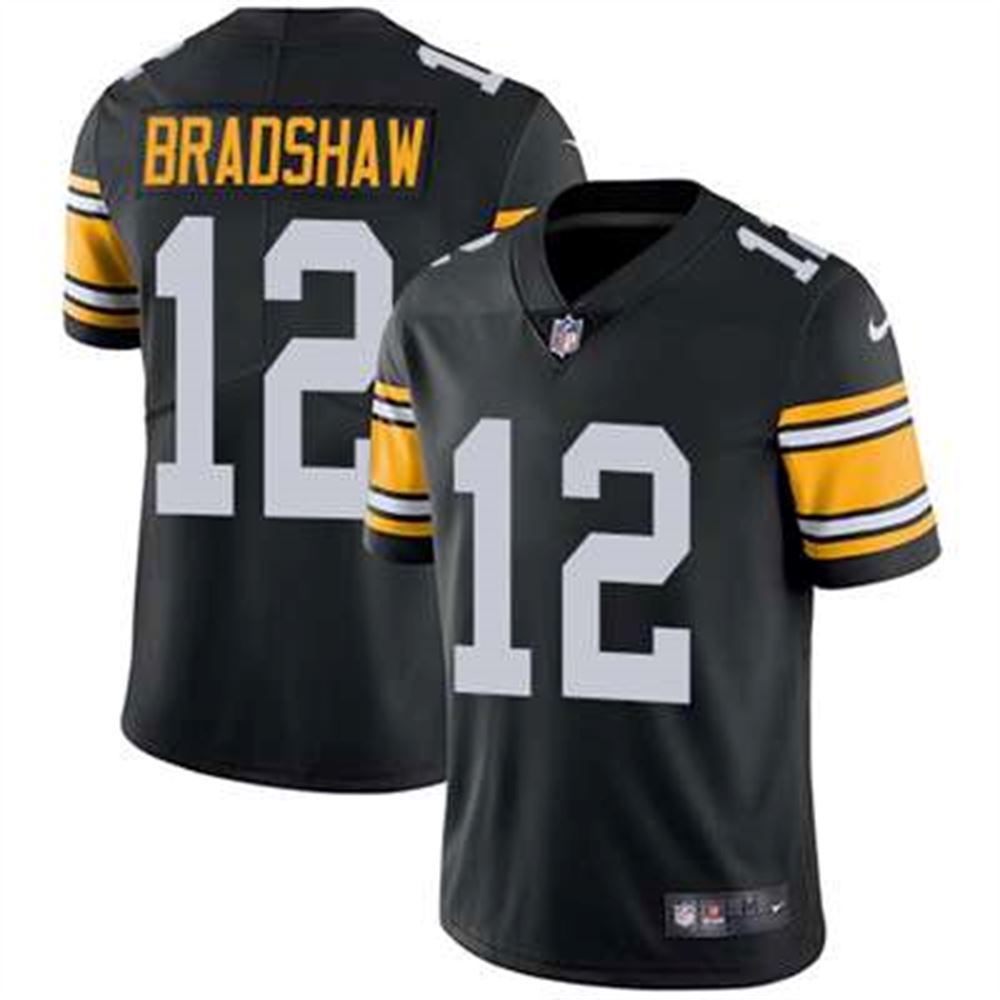 Pittsburgh Steelers #12 Terry Bradshaw Black Alternate Men's Stitched NFL Vapor Untouchable Limited Jersey