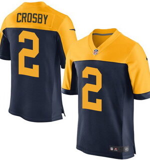 Green Bay Packers 2 Mason Crosby Navy Blue Gold Alternate NFL Nike Elite Jersey