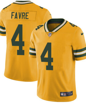 Green Bay Packers 4 Brett Favre Yellow Mens Stitched NFL Limited Rush Jersey