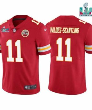 Kansas City Chiefs 11 Marquez Valdes Scantling Red Super Bowl LVII Patch Vapor Untouchable Limited Stitched Jersey