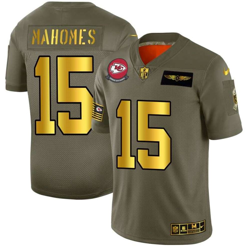Kansas City Chiefs 15 Patrick Mahomes 2019 Olive Gold Jersey Mahomes jersey