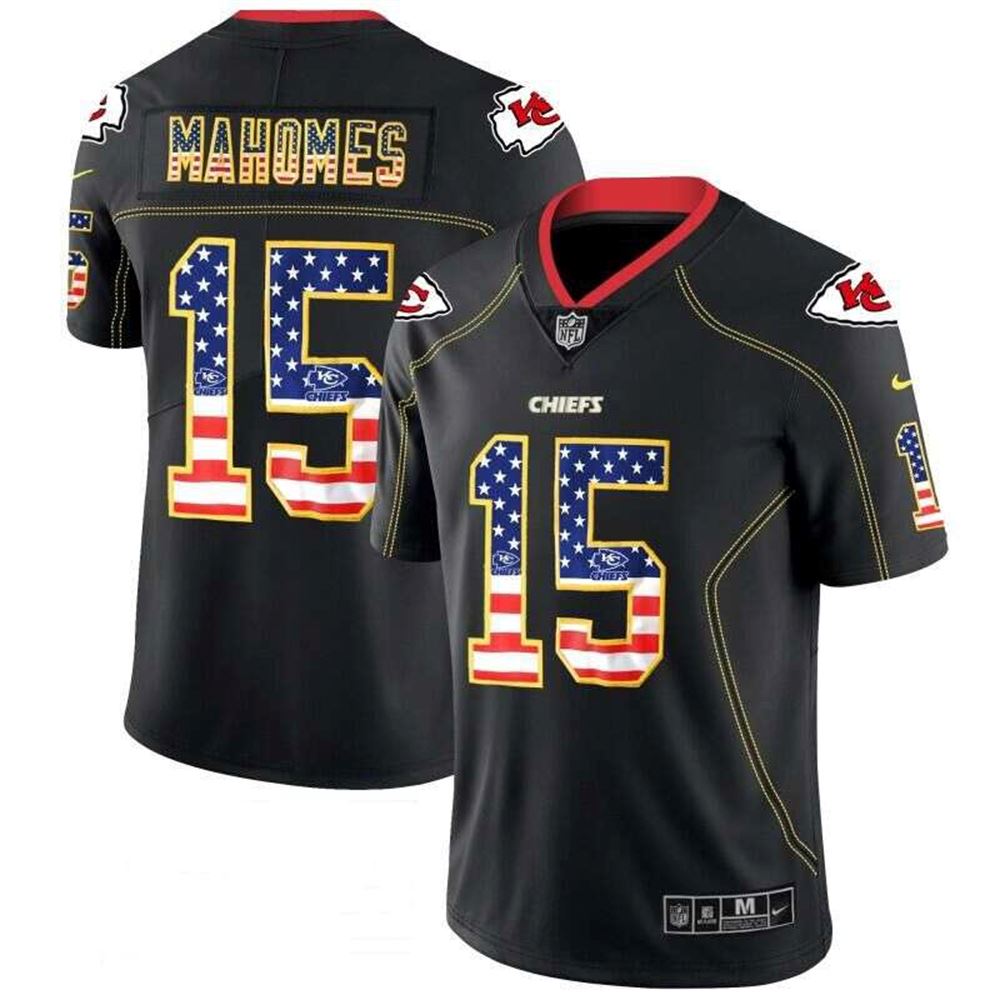 Kansas City Chiefs 15 Patrick Mahomes Black 2018 USA Flag Jersey Mahomes jersey