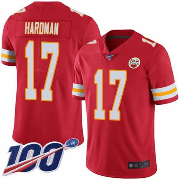 Kansas City Chiefs 17 Mecole Hardman Red 2019 100th Season Vapor Untouchable Limited Stitched NFL Jersey
