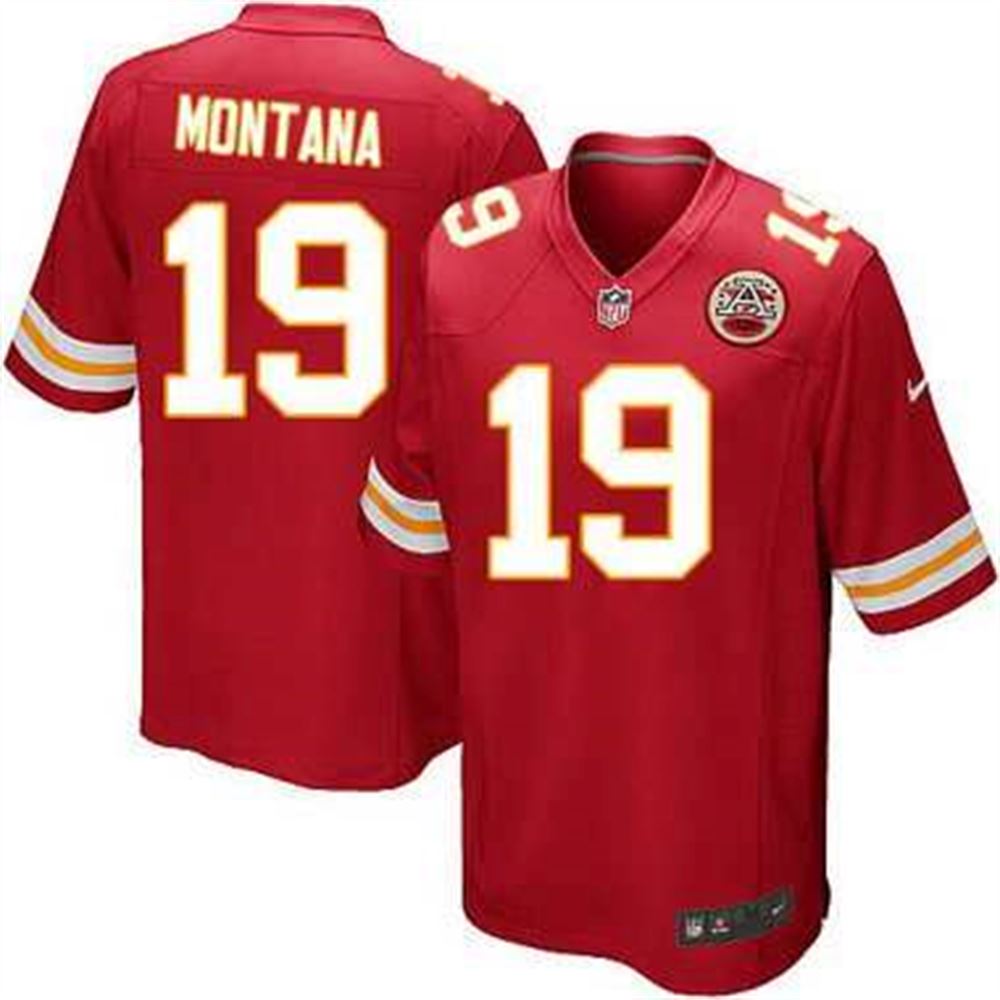 Kansas City Chiefs #19 Joe Montana Red Retired Player NFL Game Jersey