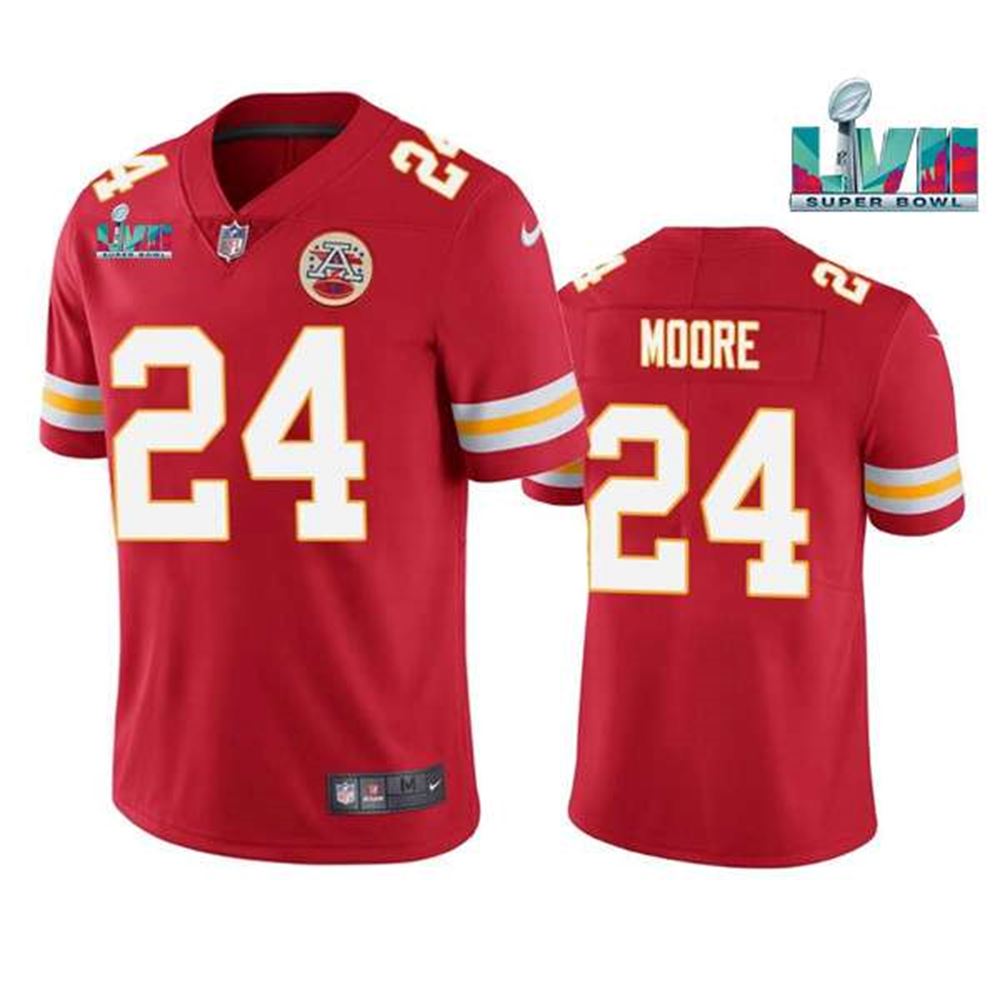 Kansas City Chiefs #24 Skyy Moore Red Super Bowl LVII Patch Vapor Untouchable Limited Stitched Jersey