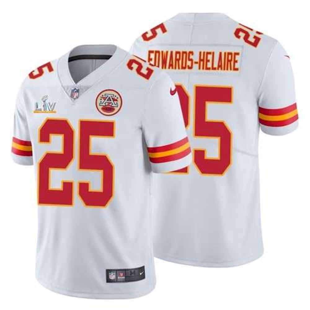 Kansas City Chiefs #25 Clyde Edwards-Helaire White 2021 Super Bowl LV Limited Stitched NFL Jersey