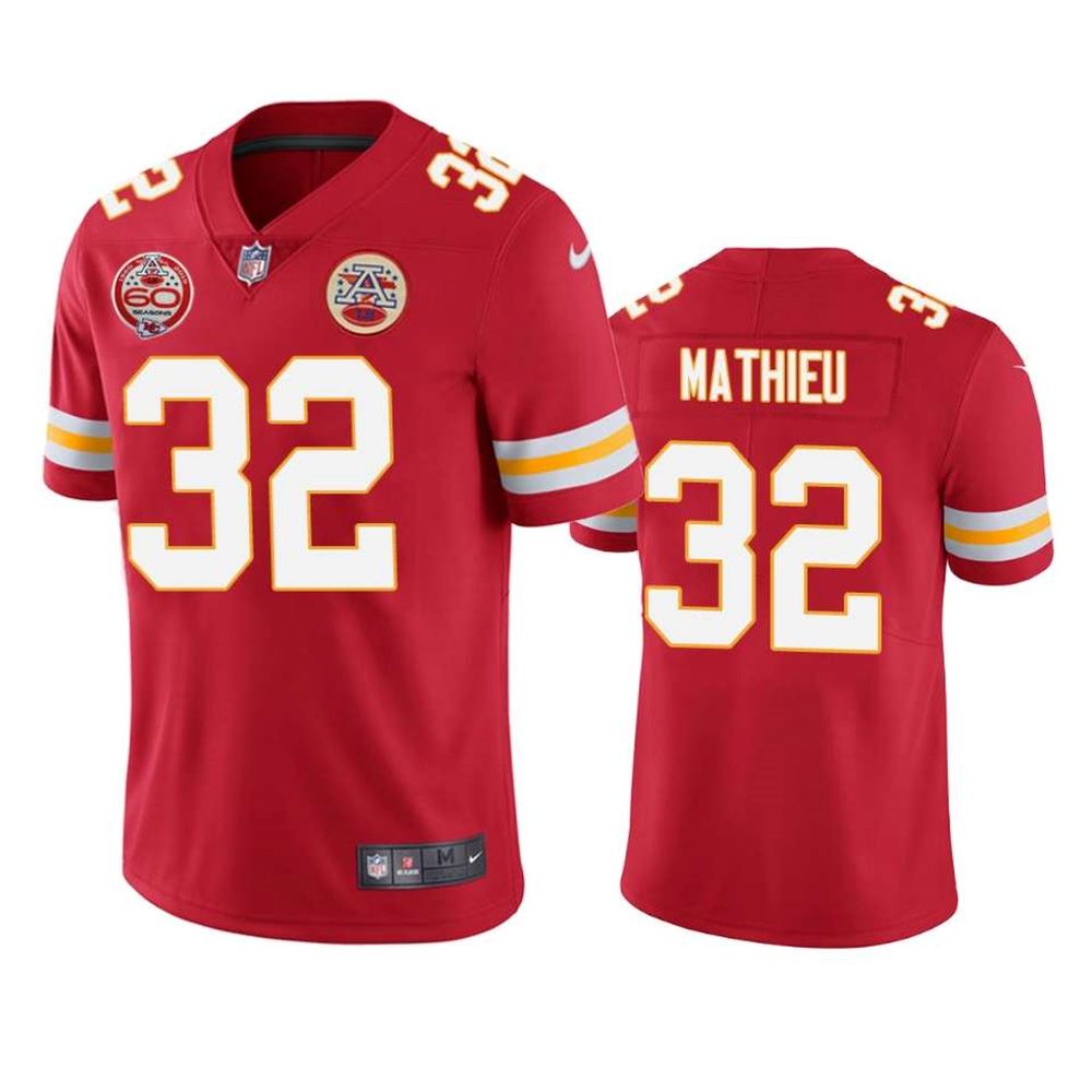 Kansas City Chiefs #32 Tyrann Mathieu Red 2019 60th Anniversary Limited Stitched NFL Jersey