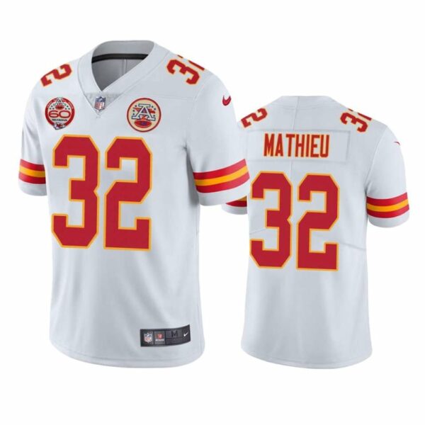Kansas City Chiefs 32 Tyrann Mathieu White 2019 60th Anniversary Limited Stitched NFL Jersey
