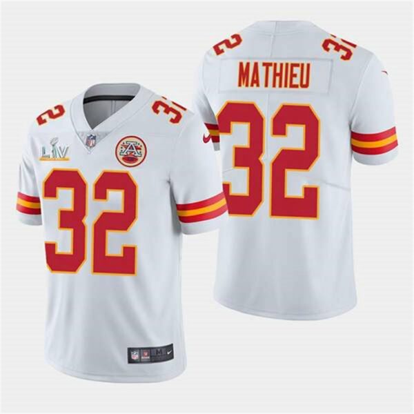 Kansas City Chiefs 32 Tyrann Mathieu White 2021 Super Bowl LV Stitched NFL Jersey