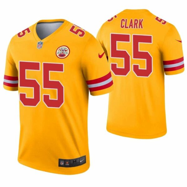 Kansas City Chiefs 55 Frank Clark Gold Inverted Legend Jersey