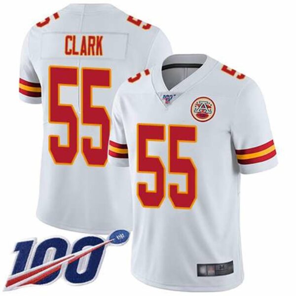 Kansas City Chiefs 55 Frank Clark White 2019 100th Season Vapor Untouchable Limited Stitched NFL Jersey