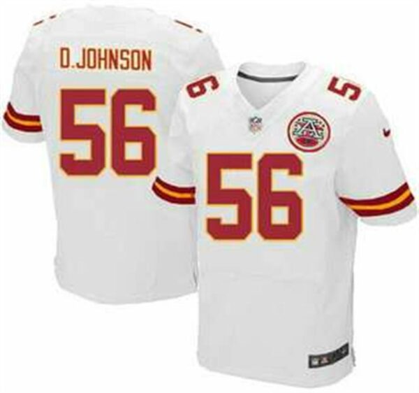 Kansas City Chiefs 56 Derrick Johnson White Road NFL Nike Elite Jersey