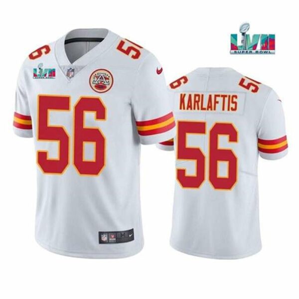 Kansas City Chiefs 56 George Karlaftis White Super Bowl LVII Patch Vapor Untouchable Limited Stitched Jersey