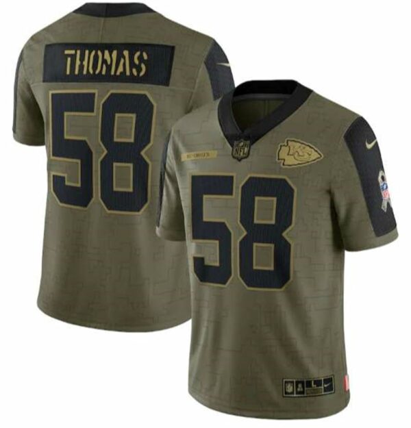 Kansas City Chiefs 58 Derrick Thomas 2021 Olive Salute To Service Limited Stitched Jersey